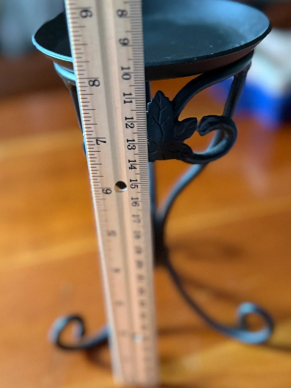 Longaberger 8”Black Metal Leaf Candle Pedestal